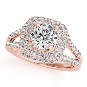 Split Shank Square Halo Diamond Engagement Ring 14k Rose Gold 2.00ct - All