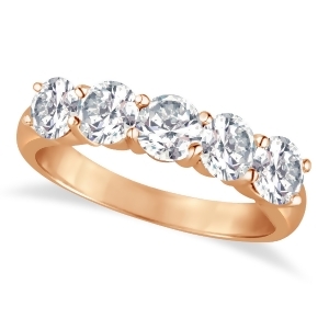 Five Stone Diamond Ring Anniversary Band 14k Rose Gold 2.00 ctw - All
