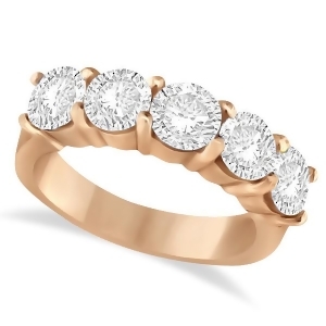 Five Stone Diamond Ring Anniversary Band 14k Rose Gold 3.00ctw - All