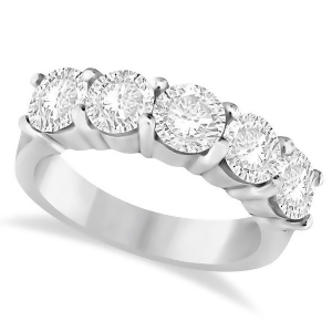 Five Stone Diamond Ring Anniversary Band 14k White Gold 2.50ctw - All