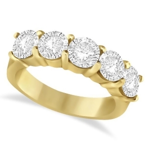 Five Stone Diamond Ring Anniversary Band 14k Yellow Gold 2.50 ctw - All
