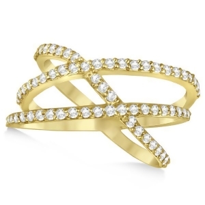Three Band Intertwined Abstract Diamond Ring 14k Yellow Gold 0.65ct - All