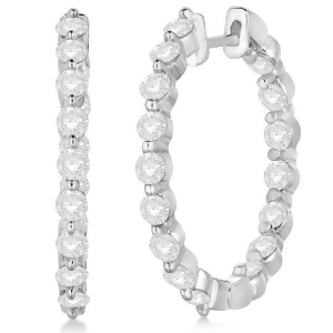 Inside Out Diamond Hoop Earrings Prong Set in 14k White Gold 2.00ct - All