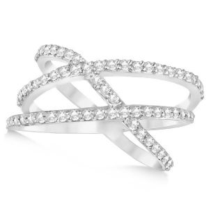 Three Band Intertwined Abstract Diamond Ring 14k White Gold 0.65ct - All