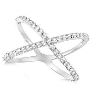 X Shaped Diamond Ring 14k White Gold 0.50ct - All
