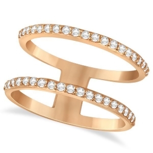 Double Open Circle Abstract Diamond Ring Band 14k Rose Gold 0.40ct - All
