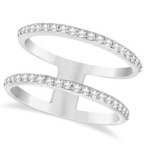 Double Open Circle Abstract Diamond Ring Band 14k White Gold 0.40ct - All