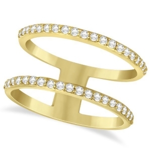 Double Open Circle Abstract Diamond Ring Band 14k Yellow Gold 0.40ct - All