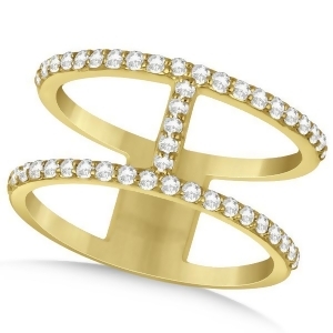 Double Open Circle Abstract Diamond Ring Band 14k Yellow Gold 0.45ct - All