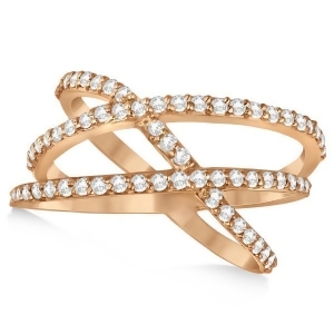 Three Band Intertwined Abstract Diamond Ring 14k Rose Gold 0.65ct - All