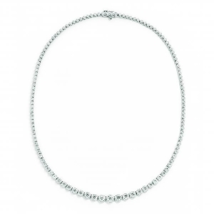 Graduated Diamond Tennis Necklace 14k White Gold 7.20ct - All