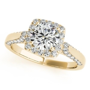 Square Halo Diamond Accented Engagement Ring 14k Yellow Gold 1.00ct - All