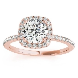 Square Halo Diamond Engagement Ring Setting in 14k Rose Gold 0.20ct - All