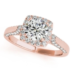 Square Halo Diamond Accented Engagement Ring 14k Rose Gold 1.00ct - All