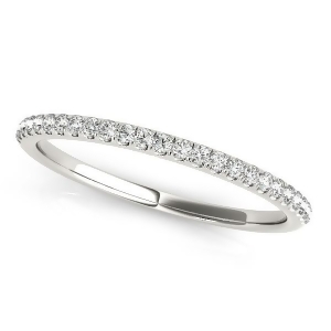 Diamond Accented Semi Eternity Wedding Band in 14k White Gold 0.13ct - All
