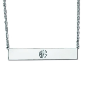 Customizable Monogram Bar Pendant Necklace in 14k White Gold - All