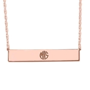 Customizable Monogram Bar Pendant Necklace in 14k Rose Gold - All