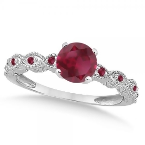 Vintage Style Ruby Engagement Ring in 14k White Gold 1.18ct - All