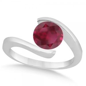 Tension Set Solitaire Ruby Engagement Ring 14k White Gold 1.00ct - All