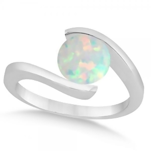 Tension Set Solitaire Opal Engagement Ring 14k White Gold 1.00ct - All