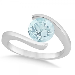 Tension Set Solitaire Aquamarine Engagement Ring 14k White Gold 1.00ct - All
