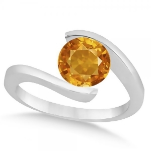 Tension Set Solitaire Citrine Engagement Ring 14k White Gold 1.00ct - All