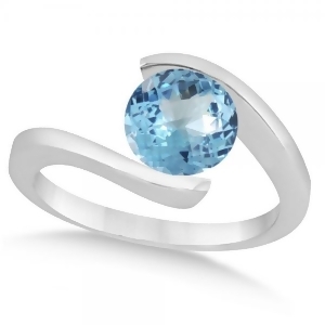 Tension Set Solitaire Blue Topaz Engagement Ring 14k White Gold 1.00ct - All