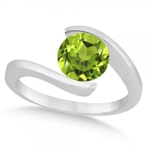Tension Set Solitaire Peridot Engagement Ring 14k White Gold 1.00ct - All