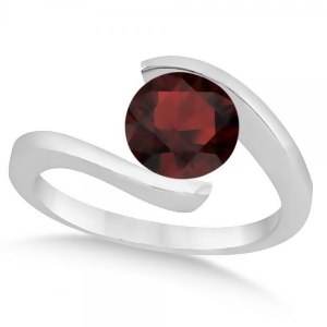 Tension Set Solitaire Garnet Engagement Ring 14k White Gold 1.00ct - All