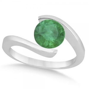 Tension Set Solitaire Emerald Engagement Ring 14k White Gold 1.00ct - All