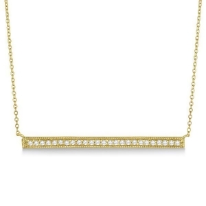 Pave Set Horizontal Diamond Bar Necklace 14k Yellow Gold 0.25ct - All