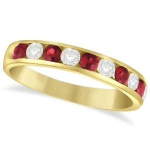 Channel Set Ruby and Diamond Ring Band in 14k Yellow Gold 0.79ctw - All