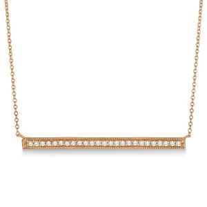 Pave Set Horizontal Diamond Bar Necklace 14k Rose Gold 0.25ct - All
