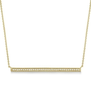 Pave Set Horizontal Diamond Bar Necklace 14k Yellow Gold 0.33ct - All