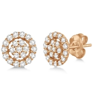Diamond Cluster Earrings with Halo Pave Set 14k Rose Gold 0.61ct - All