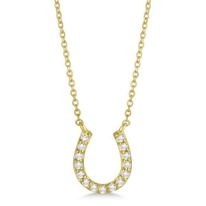 Pave Set Diamond Horseshoe Pendant Necklace 14k Yellow Gold 0.15ct - All