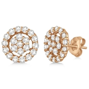 Diamond Cluster Earrings with Halo Pave Set 14k Rose Gold 2.01ct - All