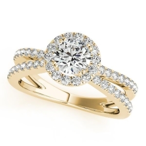 Diamond Frame Engagement Ring Split Shank Halo 14k Y. Gold 1.25ct - All
