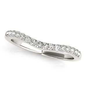 Diamond Accented Contour Wedding Ring Band in 14k White Gold 0.20ct - All