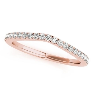 Diamond Contour Wedding Ring Prong Set in 14k Rose Gold 0.21ct - All