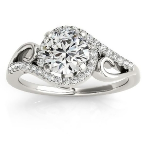 Swirl Shank Bypass Halo Diamond Engagement Ring 14k White Gold 0.20ct - All