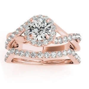 Diamond Engagement Ring Setting and Wedding Band 14k Rose Gold 0.50ct - All