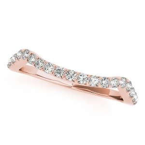Semi Eternity Contour Diamond Wedding Ring in 14k Rose Gold 0.20ct - All