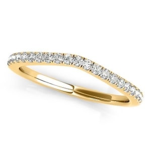 Diamond Contour Wedding Ring Prong Set in 14k Yellow Gold 0.21ct - All