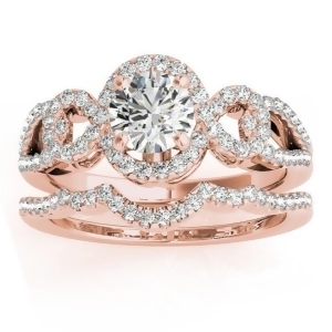 Diamond Engagement Ring Setting and Wedding Band 14k Rose Gold 0.50ct - All