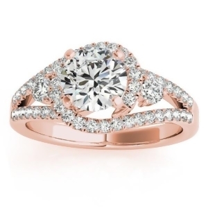 Split Shank Halo Diamond Engagement Ring Setting 14k Rose Gold 0.75ct - All
