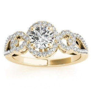 Twisted Shank Halo Diamond Engagement Ring Setting 14k Y. Gold 0.35ct - All