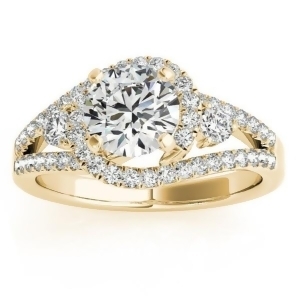 Split Shank Halo Diamond Engagement Ring Setting in 14k Y. Gold 0.75ct - All