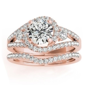 Diamond Engagement Ring Setting and Wedding Band 14k Rose Gold 1.00ct - All