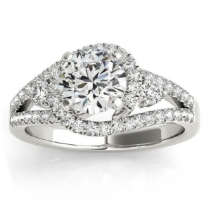 Split Shank Halo Diamond Engagement Ring Setting 14k White Gold 0.75ct - All